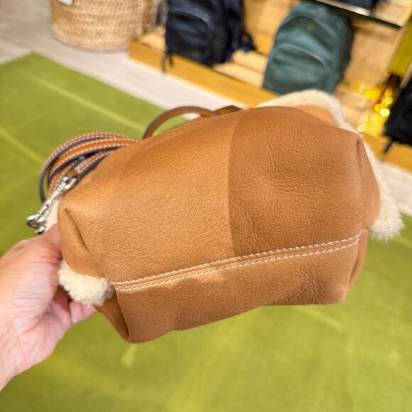 Tory Burch Shearling Mini Tote 170269 Taupe $575 - Picture 4 of 7